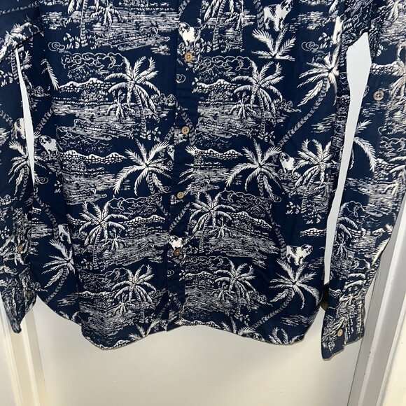 Rebel James & Charli Blue Island Dog Long Sleeve Button Down Retro Shirt XL - Picture 4 of 8